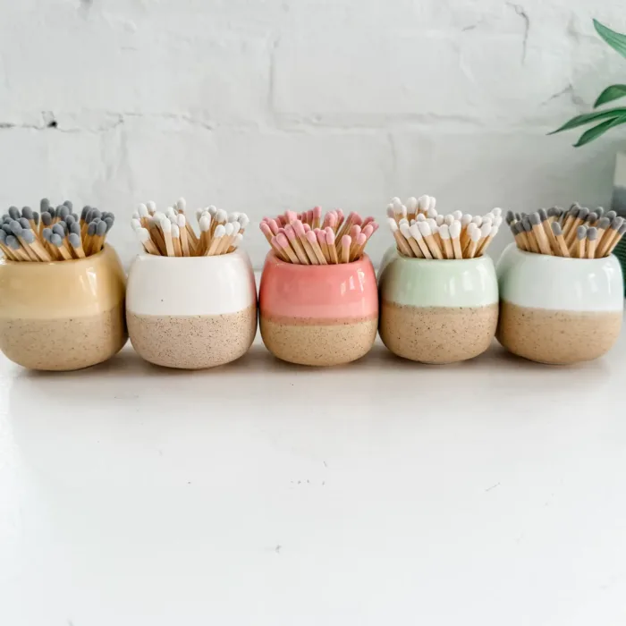 Ceramic Match Holder with Matches by Moonlight Makers