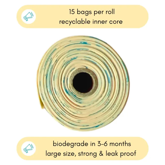 Monty's Compostable Cornstarch Poop Bags 9x13 Single Roll - Image 2