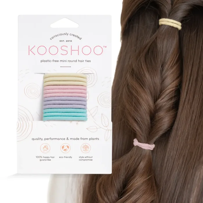 Kooshoo Plastic Free Round Hair ties  Pastel Blooms- Mini- 12 Pack