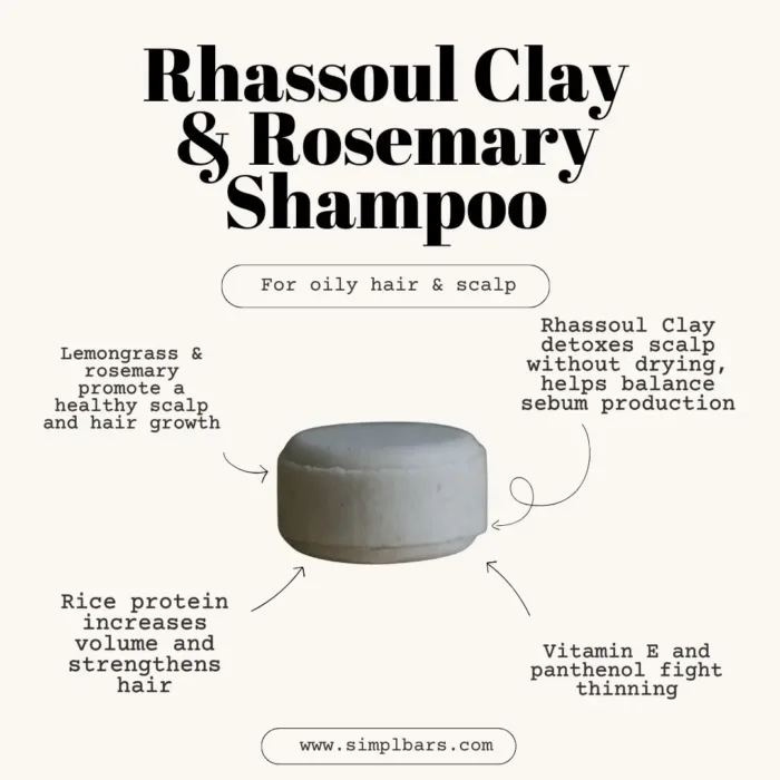 Rhassoul Clay + Rosemary Shampoo Bar for Oily Hair by Simpl Bars