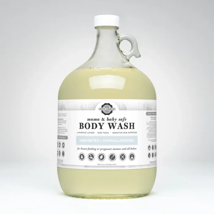 Rustic Strength Unscented & Hypoallergenic Mama + Baby Safe Body Wash